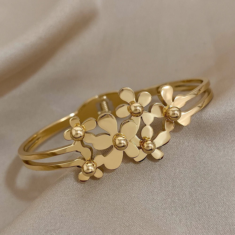 Pulseira Flores Douradas